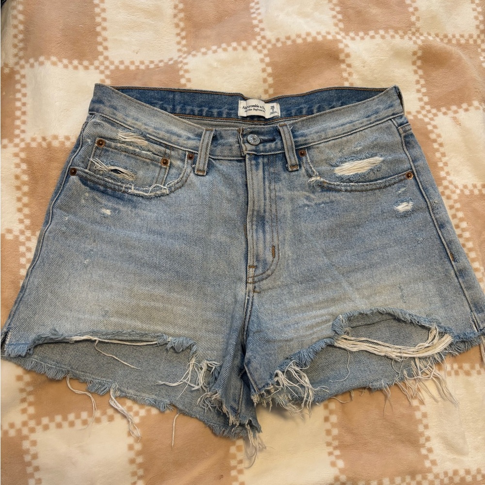 Abercrombie & Fitch Light Blue Distressed Jean Shorts